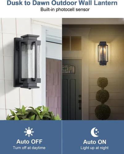 Miniatura 3 de Faroles de pared para exteriores del anochecer al amanecer, luces grandes para porche exterior, montaje en pared, IP65, apliques impermeables
