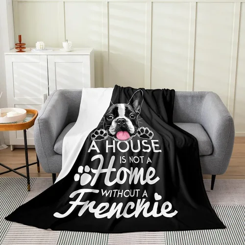 Miniatura 3 de Castle Fairy Manta de franela de bulldog blanco y negro para todas las estaciones, suave y ligera para todas las estaciones, manta de forro polar