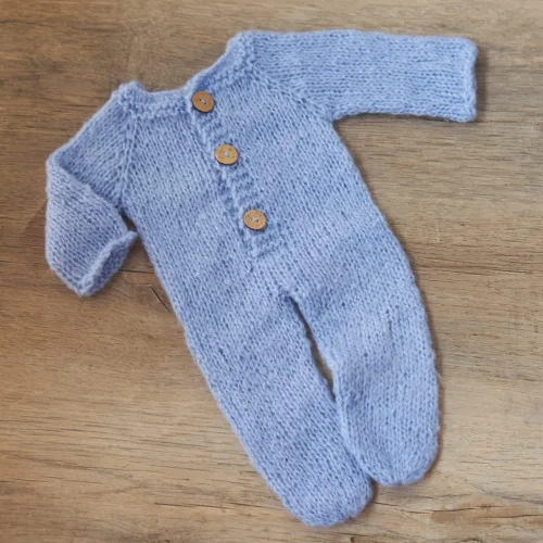 Miniatura 5 de Zeroest Conjunto de punto de ganchillo para sesión de fotos para niño recién nacido, gorro de oso con pies, mameluco con pies, para fotografía