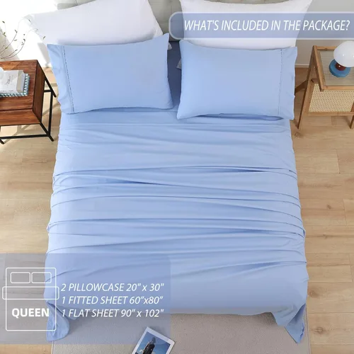 Miniatura 6 de Whitney Home Textile Juego de sábanas tamaño Queen, sábanas de microfibra suaves para hotel tamaño Queen, bolsillo extra profundo, juego de sábanas