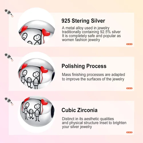 Miniatura 4 de Annmors Jewelry Love Heart Charms for Woman-925 Sterling Silver Dangle Pendant Bead with Cubic ZirconiaGirl Jewelry Beads DIY Gifts for Women