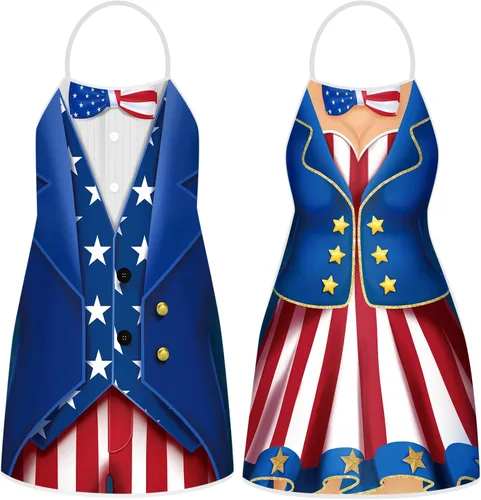 Miniatura 9 de Hillban 2 delantales de Oktoberfest para mujeres y hombres, delantal alemán para disfraz de Oktoberfest para parejas, cocinar, barbacoa, regalos