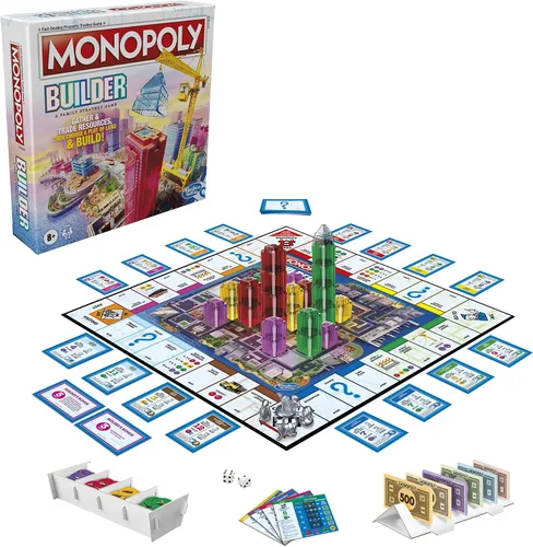 Miniatura 4 de Monopoly Builder - Juego de mesa, juego de estrategia, juego familiar, juegos para niños, juego divertido para jugar, juegos de mesa familiares