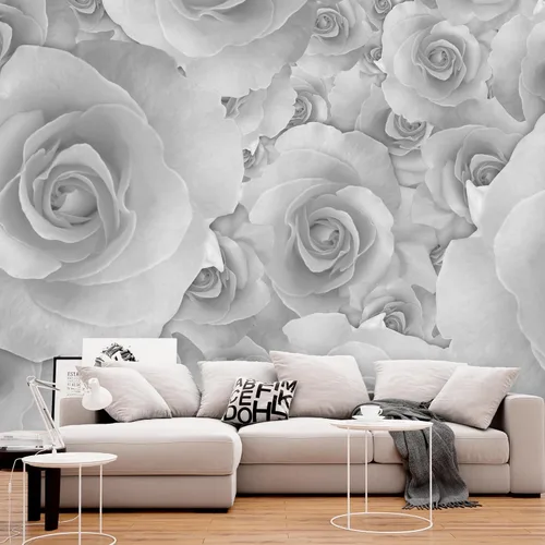 Miniatura 10 de EGD Papel tapiz floral en blanco y negro, decoración de habitación para despegar y pegar, decoración de papel de pared para sala de estar