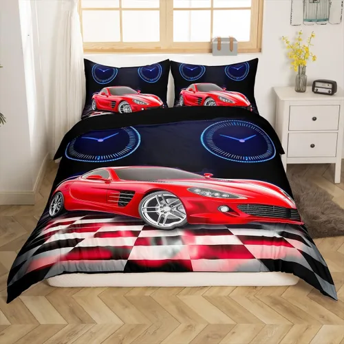 Miniatura 31 de Erosebridal Juego de ropa de cama para niños de construcción tamaño individual para niños, cubierta de edredón para camiones excavadoras, juego