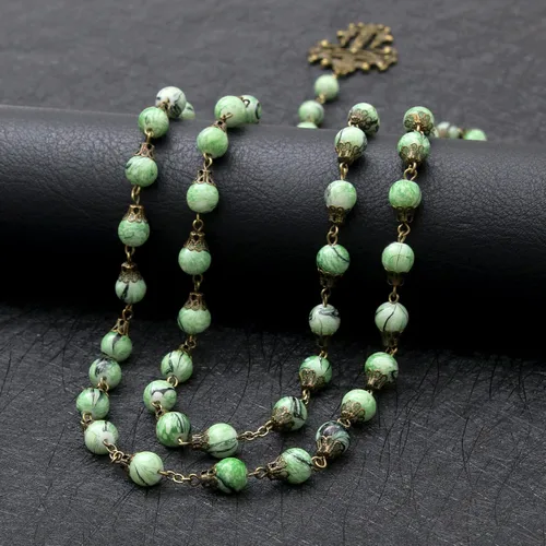 Miniatura 92 de KOMI Rosario de cuentas católicas para mujer, collar de cuentas de rosario con cruz de crucifijo, perlas de cristal, rosario, rosarios, católicos