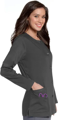 Miniatura 2 de Urbane womens 3 Pocket, Modern Tailored Fit Crew Neck Medical Jacket 9871