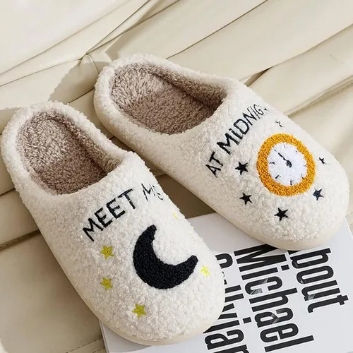 Miniatura 4 de QQGB Meet Me at Midnight - Pantuflas de felpa para mujeres y hombres, pantuflas de casa cálidas de invierno para interiores y exteriores