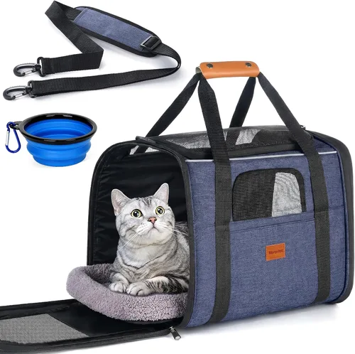 Miniatura 10 de morpilot - Bolsa de transporte para mascotas, portátil, de tela plegable, para perros o gatos, jaula para mascotas con zíperes de seguridad