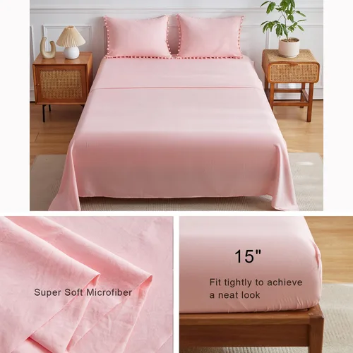 Miniatura 4 de IHOUSTRIY Juego de edredón rosa para niños, tamaño individual, cama en una bolsa, tamaño individual, 5 piezas para adolescentes y niñas