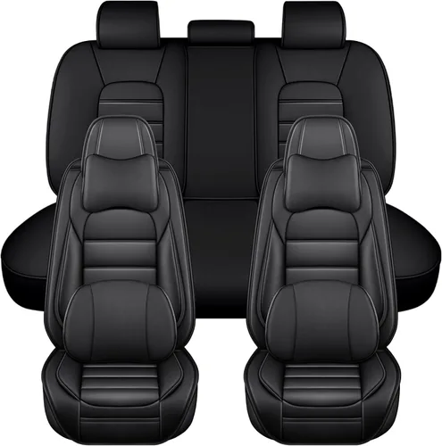 Miniatura 14 de Fundas de asiento para Chevrolet Chevy Aveo 2004-2011, funda de asiento de automóvil de piel sintética, compatible con bolsa de aire, protector