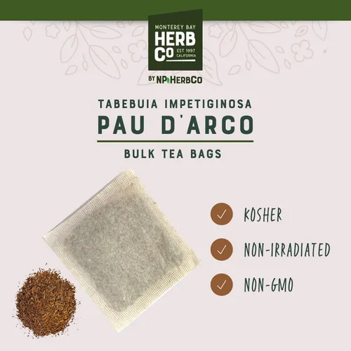 Miniatura 3 de Pau D'Arco - Té de hierbas natural, 200 bolsas de 1 libra (Tabebuia Impetiginosa) (corteza interior), aproximadamente 200 bolsas de té individuales