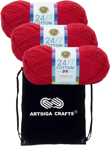 Miniatura 9 de Lion Brand - Hilo de algodón DK Cameo 769-101 (3 madejas, el mismo lote de tinte) DK Light Worsted #3 - Hilo de algodón para ganchillo y tejer