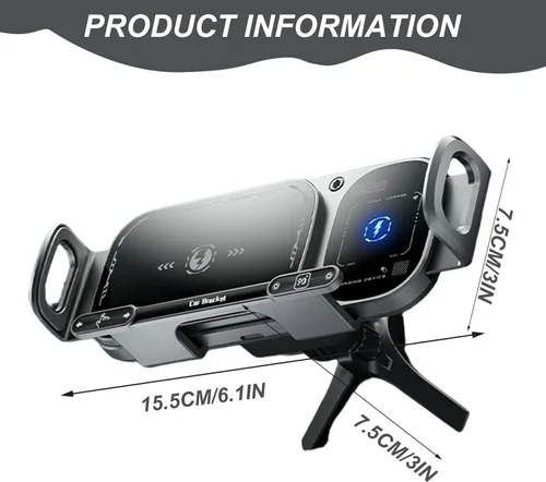 Miniatura 7 de Soporte giratorio de carga inalámbrica para automóvil con sujeción automática de 15 W de carga rápida para teléfono, control táctil, cargadores