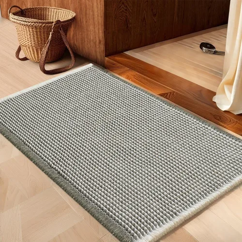 Miniatura 49 de IM HOME Tapete de baño de punto gofre, color caqui, de 24 x 17 pulgadas, tejido bohemio, moderno, absorbente, antideslizante, suave, lavable