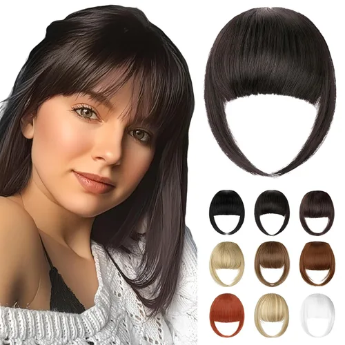 Miniatura 13 de Bangs Hair Clip in Bangs, French Ash Blonde Fake Bangs Hair Clip on Bangs for Women Fringe with Temples Hairpieces Faux Bangs for Daily Wear