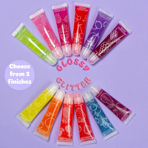 Miniatura 3 de EXPRESSIONS Juego de 12 brillos de labios saborizados a granel Tubos de compresión no tóxicos, seguros para niños para recuerdos de fiesta