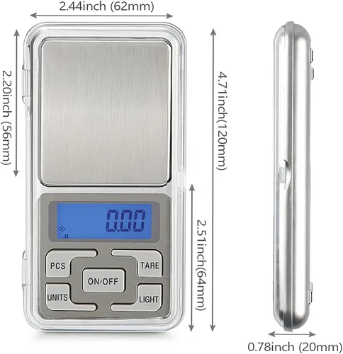 Miniatura 3 de Báscula digital de bolsillo, capacidad de 17.64 oz, balanza de alta precisión de 0.00 oz, báscula de recarga de mini gramos electrónicos, báscula