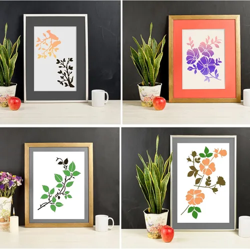 Miniatura 7 de 16 plantillas de flores silvestres para pintar de 4.3 x 6.3 pulgadas, plantilla reutilizable para bricolaje, plantillas de pintura de flores