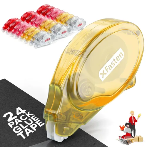 Miniatura 11 de XFasten Rodillo adhesivo para álbumes de recortes, 0.315 in x 30 pies, paquete de 8 rodillos de cinta adhesiva de doble cara, suministros