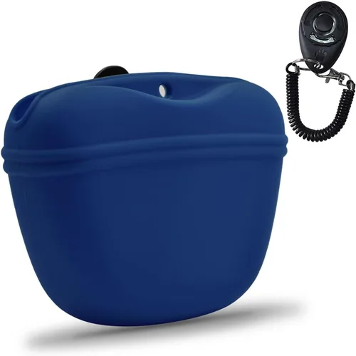 Miniatura 19 de AUDWUD Bolsa de Silicona para Premios de Perro, Con Clicker de Entrenamiento para Perros, Contenedor de Entrenamiento Portátil con Clip, Conveniente