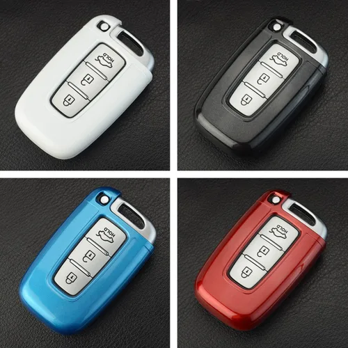 Miniatura 8 de iJDMTOY - Carcasa para llavero con patrón de fibra de carbono, color negro brillante, compatible con Hyundai Veloster, Sonata, Elantra, Genesis, Kia