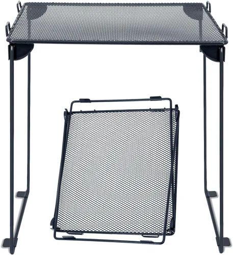 Miniatura 3 de Neudeco Pack 2, Estante de casillero de malla, organizador de casillero extra alto apilable, construcción plegable y metálica, se ajusta a Gris