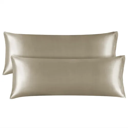Miniatura 37 de Bedelite Funda de almohada de satén para el cuerpo, súper suave y refrescante, para el cabello y la piel, transpirable, sedosa y larga, 20 x 54 Rosa