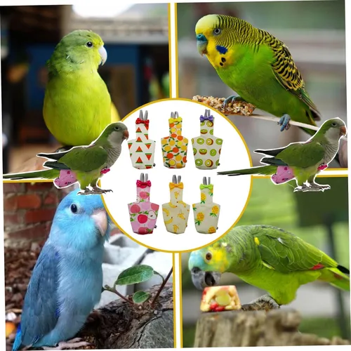 Miniatura 9 de 6 pañales lavables para pájaros, con forro impermeable y correas ajustables, pañales suaves reutilizables para periquitos, periquitos, mini