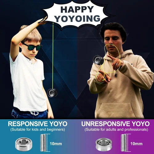 Miniatura 8 de FETESNICE Yoyo FS23 Yoyo profesional sensible para niños de 8 a 12 años, yoyo que no responde para adultos, truco de metal de doble función