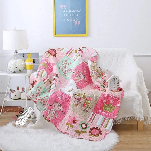 Miniatura 14 de ABREEZE Colcha de colcha para niños, niñas y niños, regalo de cama 100% algodón natural, 43 x 51 pulgadas, tren azul