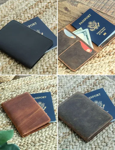 Miniatura 28 de Carteras de cuero genuino hechas a mano, tarjeteros minimalistas y fundas para pasaporte, regalo hecho a mano