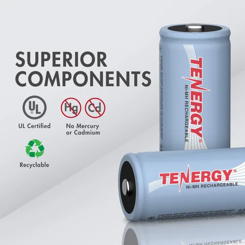 Miniatura 4 de Tenergy Baterías recargables NiMH C y cargador de batería T4s para baterías de iones de litio/NiMH/NiCd AA/AAA/C/18650, paquete de 2 celdas