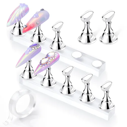 Miniatura 10 de Makartt Soporte de uñas para uñas a presión, práctica de pintura artística, soporte magnético para pintar uñas, soporte para diseños de uñas