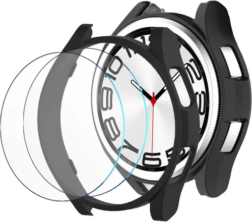 [Paquete de 2] Funda para Samsung Galaxy Watch 6 Classic de 1.693 in, carcasa protectora ultrafina de policarbonato duro resistente al agua,
