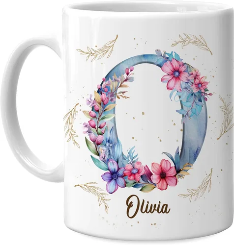 Miniatura 16 de Hyturtle Taza de café personalizada con inicial con nombre, monograma de cumpleaños, regalos de Navidad para niñas y mujeres, letra A del alfabeto