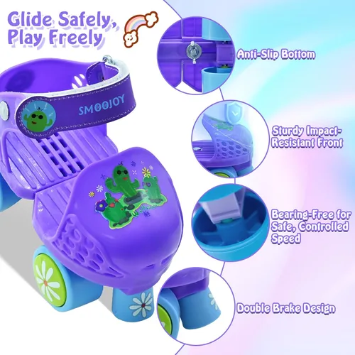 Miniatura 4 de Patines de cuatro ruedas ajustables para niños y niñas de 2 a 6 años - Patines cómodos y seguros para interiores y exteriores, principiantes