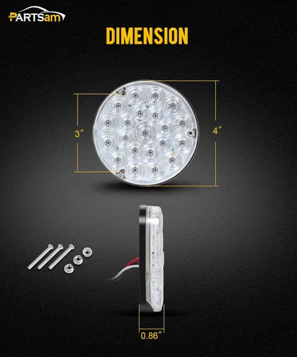 Miniatura 6 de Partsam - Luces traseras redondas de 4 pulgadas con 21-2835 LEDs azules, luces auxiliares de carga de carga con zócalo 1157, junta TPE, lente