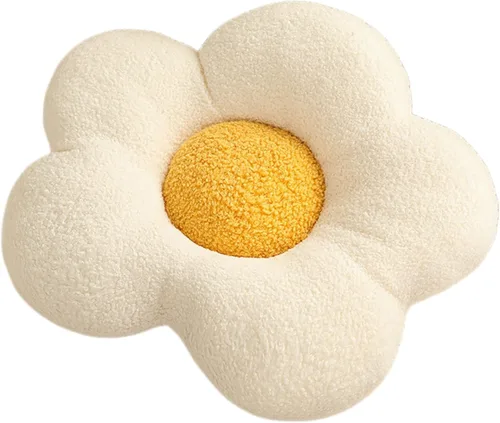 Miniatura 12 de Almohada de suelo irregular con diseño de flores, cojín decorativo para sofá, almohada de lectura para automóvil (café con leche, 19.6 pulgadas)