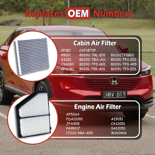 Miniatura 3 de Kit de filtro de aire de motor 17220-5BA-A00 y filtro de aire de cabina 80292-TF0-G01 Compatible con Honda Civic 2.0L de aspiración natural