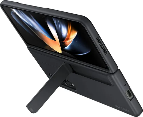 Miniatura 5 de Funda Samsung Galaxy Z Fold4 con soporte para S Pen y soporte para bolígrafo S, funda protectora con pata para visualización con manos libres, Negro