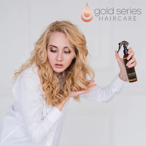 Miniatura 7 de Gold Series - Mascarilla para el cabello sin enjuague, aceite de argán enriquecida con queratina, nutritiva y desenredante suavemente