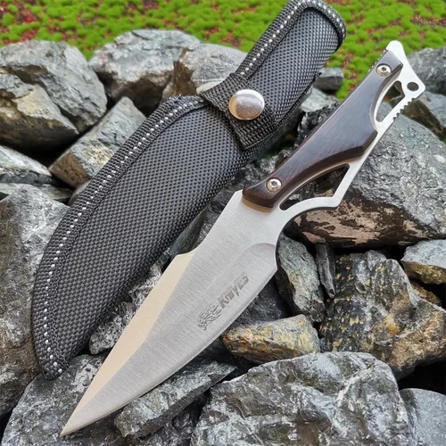 Miniatura 2 de Cuchillo de caza de supervivencia de hoja fija de 8.27 pulgadas con funda de nailon, lazo, ligero, hoja de acero inoxidable 440C, espiga completa