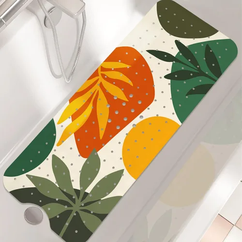 Miniatura 2 de Alfombra de baño antideslizante, alfombra de baño Bohemia para bañera, alfombra de baño extra larga con ventosas y agujeros de drenaje