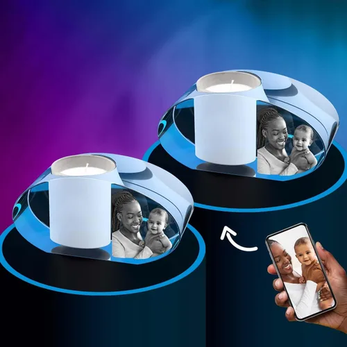 Miniatura 6 de ArtPix 3D Portavelas de fotos de cristal, regalos personalizados para mujeres, hombres, esposa, marido, mamá, grandes regalos personalizados con tu