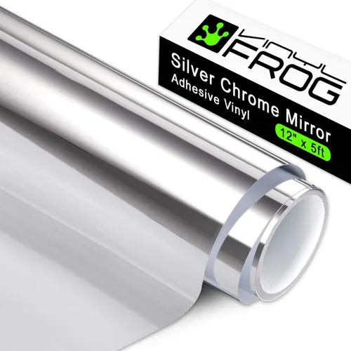 VINYL FROG - Rollo de vinilo adhesivo cromado brillante para manualidades, vinilo espejo plateado cromado, 30.5 x 155 cm, funciona con Cameo y Cromo