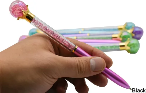 Miniatura 5 de Maydahui 12 bolígrafos retráctiles para pájaros, novedosos bolígrafos de paloma de cristal de arenas movedizas, tinta negra, para escuela, oficina