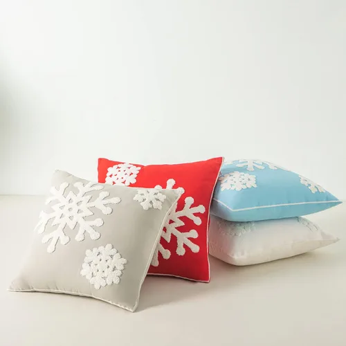 Miniatura 7 de 18 x 18 pulgadas, funda de almohada de algodón con diseño de bendición navideña para cama, sofá, automóvil, fundas de almohada bordadas con copos