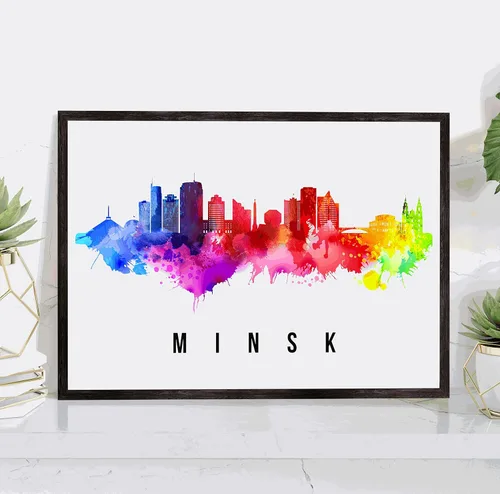Miniatura 23 de Póster de Kazan Skyline Russia, pintura de paisaje urbano de Kazán, póster de Rusia, impresión de paisaje urbano de Kazán y monumentos, arte