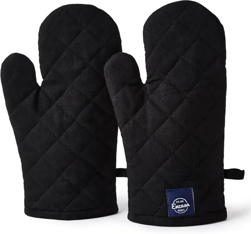 Miniatura 8 de Encasa XO Guantes de horno resistentes al calor de algodón (juego de 2 piezas) - Acolchados y seguros 30x17 cm - para cocina, cocinado y horneado